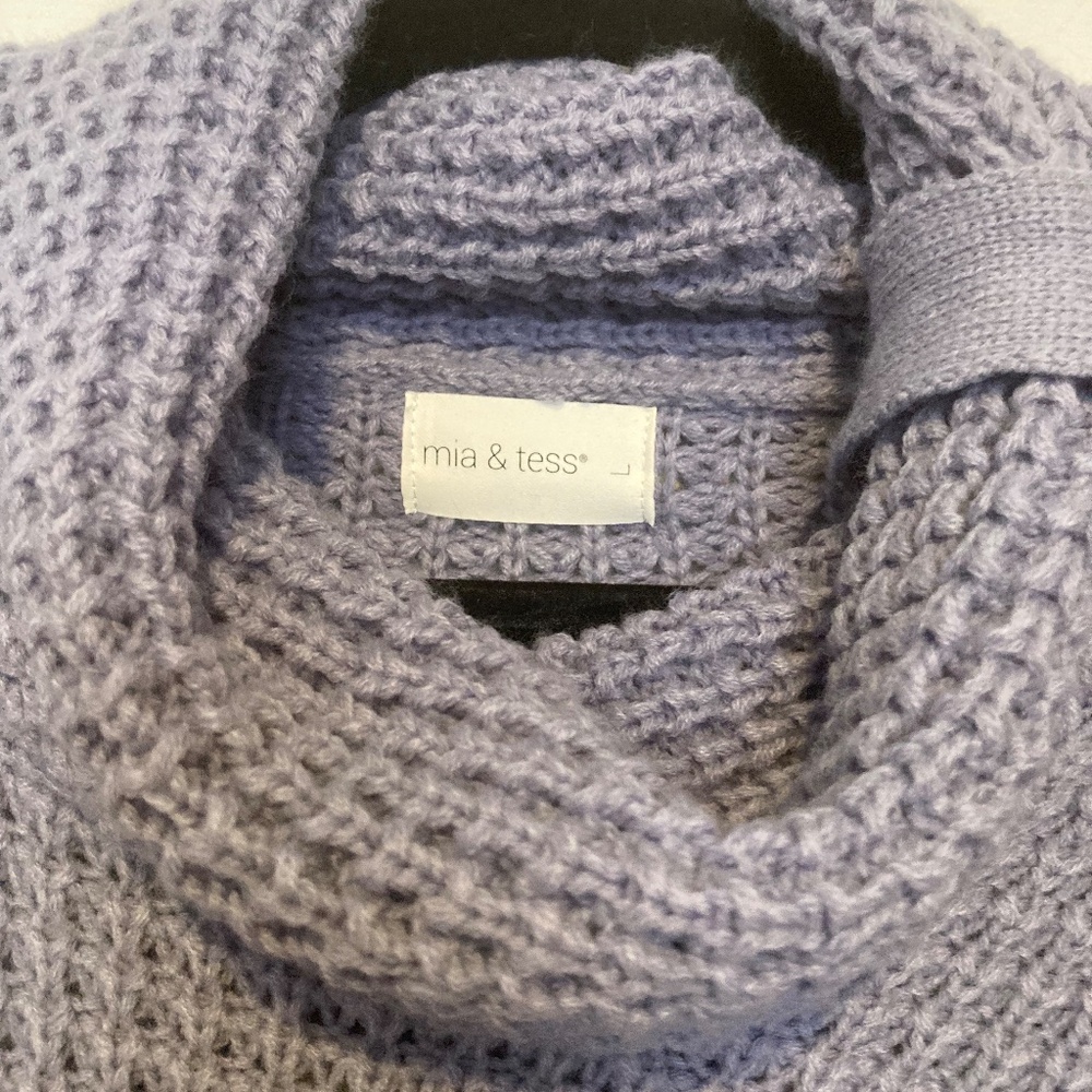 Beautiful Blue Knit Turtleneck/Cowl neck Sweater by Mia & Tess Women's Large - Picture 2 of 6